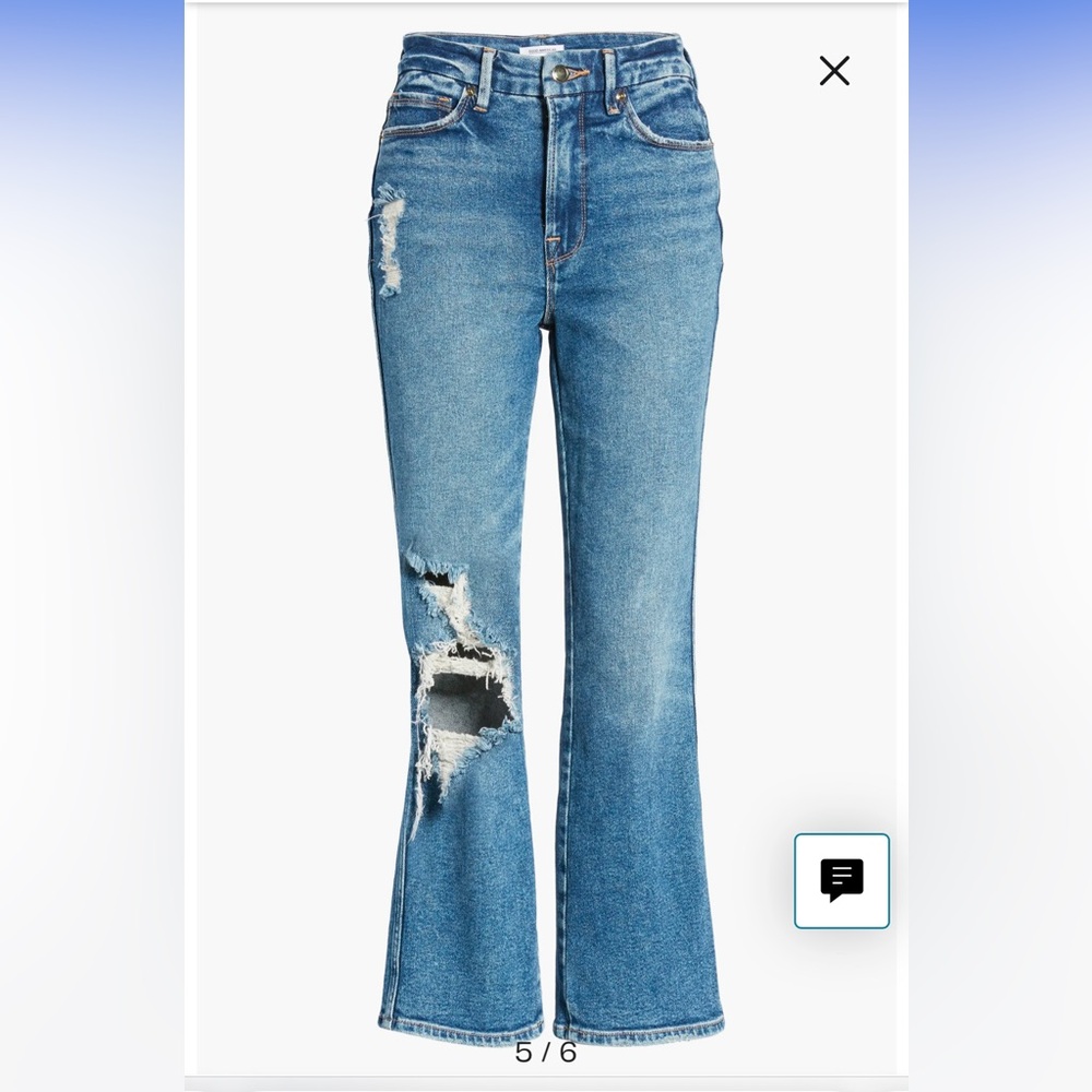 Good American Good Curve High Waist Boot Cut Distressed Jean